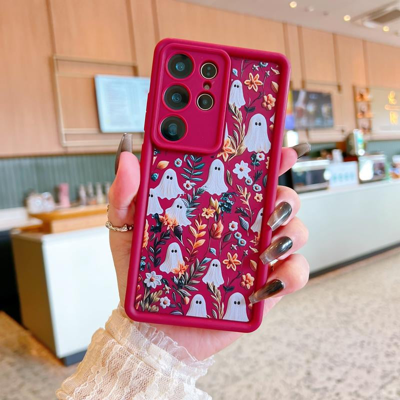 Spooky Garden Patterned Phone Case, Compatible with Iphone 15/16/14 Pro Max/13 and Samsung Galaxy S23 Ultra/S24 Plus/S25/S22+, Featuring a Soft TPU Bumper Design. These Are Durable and Sturdy Cellphone Protective Cases, Ideal Gifts for Girls.