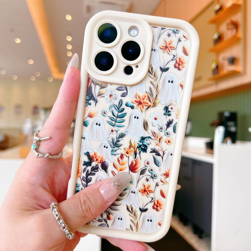 Spooky Garden Patterned Phone Case, Compatible with Iphone 15/16/14 Pro Max/13 and Samsung Galaxy S23 Ultra/S24 Plus/S25/S22+, Featuring a Soft TPU Bumper Design. These Are Durable and Sturdy Cellphone Protective Cases, Ideal Gifts for Girls.