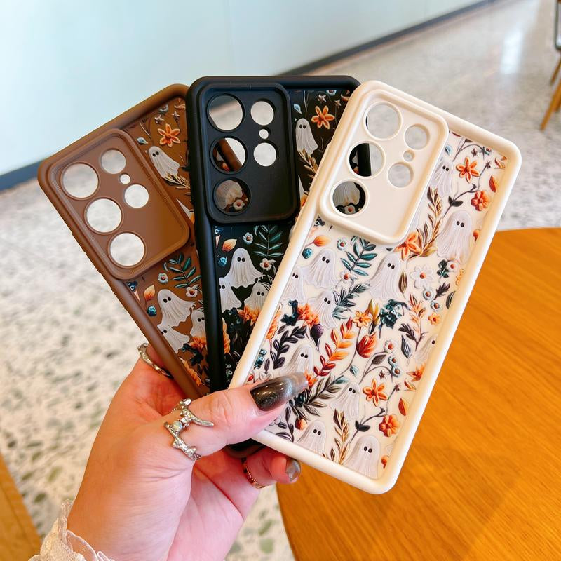Spooky Garden Patterned Phone Case, Compatible with Iphone 15/16/14 Pro Max/13 and Samsung Galaxy S23 Ultra/S24 Plus/S25/S22+, Featuring a Soft TPU Bumper Design. These Are Durable and Sturdy Cellphone Protective Cases, Ideal Gifts for Girls.