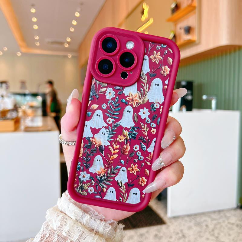 Spooky Garden Patterned Phone Case, Compatible with Iphone 15/16/14 Pro Max/13 and Samsung Galaxy S23 Ultra/S24 Plus/S25/S22+, Featuring a Soft TPU Bumper Design. These Are Durable and Sturdy Cellphone Protective Cases, Ideal Gifts for Girls.