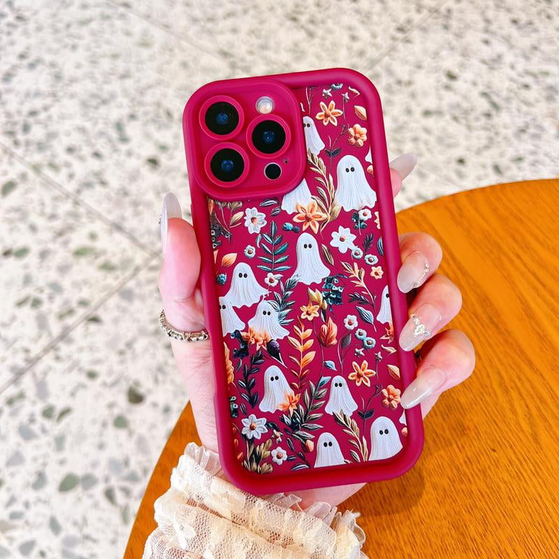 Spooky Garden Patterned Phone Case, Compatible with Iphone 15/16/14 Pro Max/13 and Samsung Galaxy S23 Ultra/S24 Plus/S25/S22+, Featuring a Soft TPU Bumper Design. These Are Durable and Sturdy Cellphone Protective Cases, Ideal Gifts for Girls.
