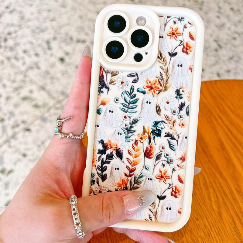 Spooky Garden Patterned Phone Case, Compatible with Iphone 15/16/14 Pro Max/13 and Samsung Galaxy S23 Ultra/S24 Plus/S25/S22+, Featuring a Soft TPU Bumper Design. These Are Durable and Sturdy Cellphone Protective Cases, Ideal Gifts for Girls.