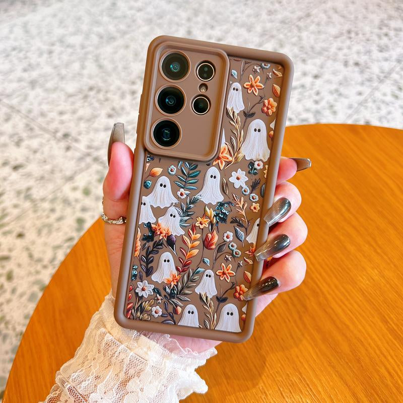 Spooky Garden Patterned Phone Case, Compatible with Iphone 15/16/14 Pro Max/13 and Samsung Galaxy S23 Ultra/S24 Plus/S25/S22+, Featuring a Soft TPU Bumper Design. These Are Durable and Sturdy Cellphone Protective Cases, Ideal Gifts for Girls.