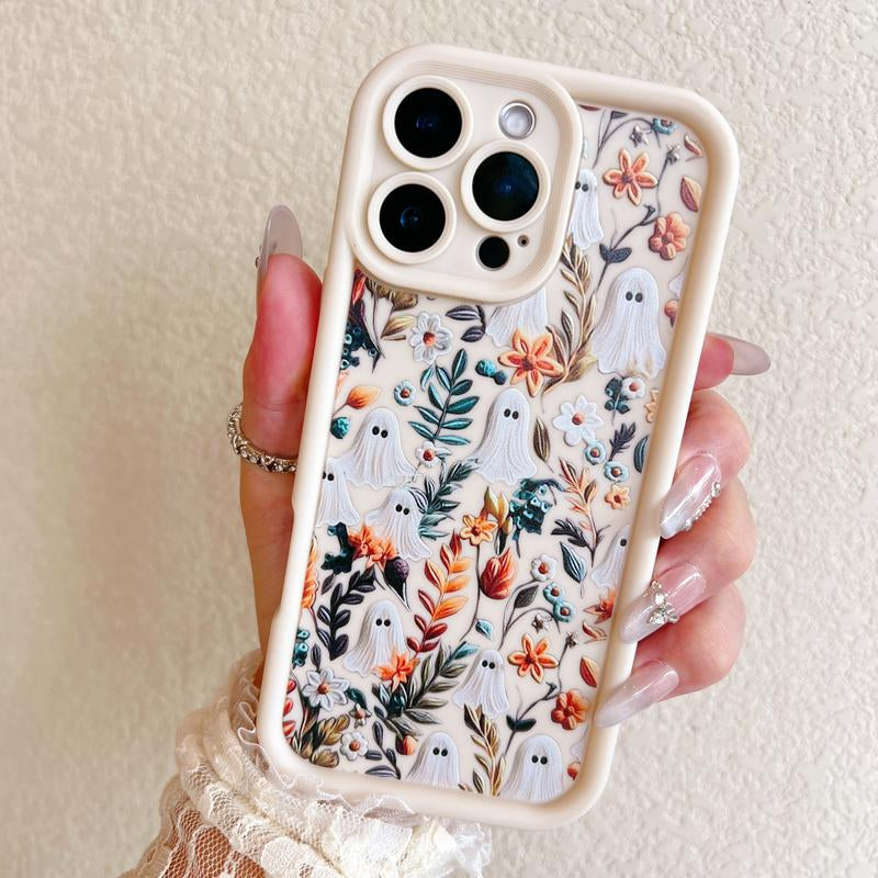Spooky Garden Patterned Phone Case, Compatible with Iphone 15/16/14 Pro Max/13 and Samsung Galaxy S23 Ultra/S24 Plus/S25/S22+, Featuring a Soft TPU Bumper Design. These Are Durable and Sturdy Cellphone Protective Cases, Ideal Gifts for Girls.
