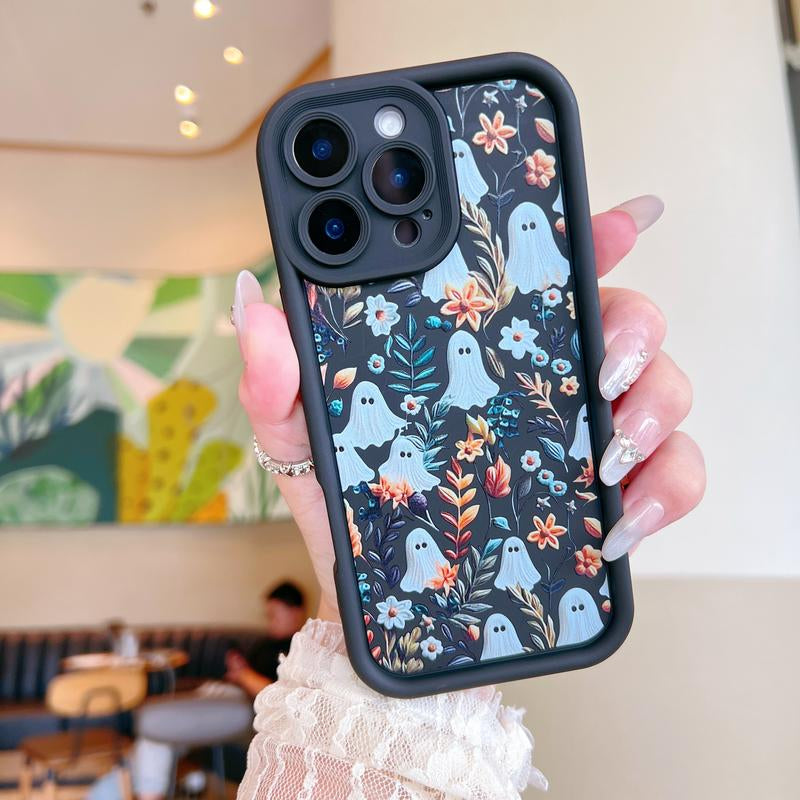 Spooky Garden Patterned Phone Case, Compatible with Iphone 15/16/14 Pro Max/13 and Samsung Galaxy S23 Ultra/S24 Plus/S25/S22+, Featuring a Soft TPU Bumper Design. These Are Durable and Sturdy Cellphone Protective Cases, Ideal Gifts for Girls.