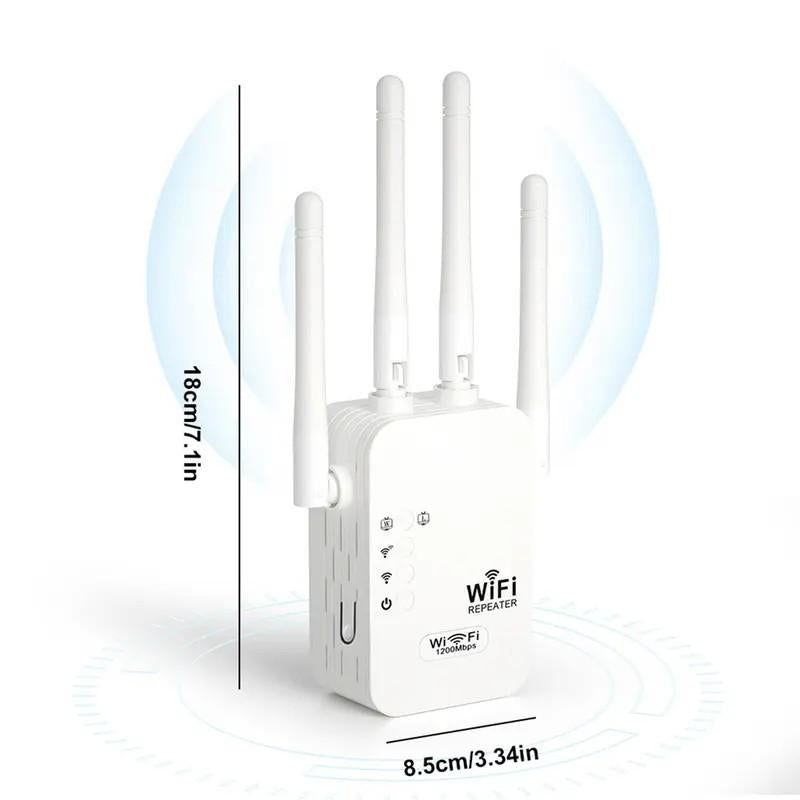 Wifi Extender 2025, 1200Mbps Dual Band (5Ghz/2.4Ghz) Signal Booster, Covers 10,000 Sq. Ft & 50 Devices, Repeater with Ethernet Port for Home, Gifts