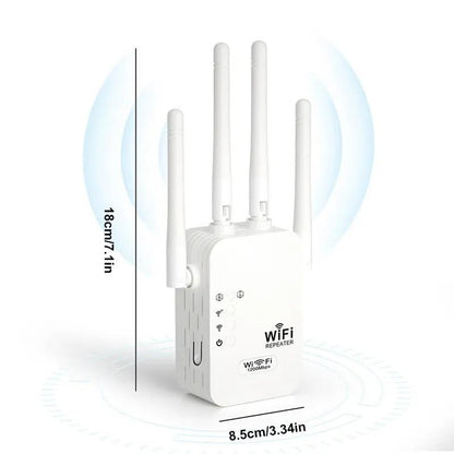 Wifi Extender 2025, 1200Mbps Dual Band (5Ghz/2.4Ghz) Signal Booster, Covers 10,000 Sq. Ft & 50 Devices, Repeater with Ethernet Port for Home, Gifts