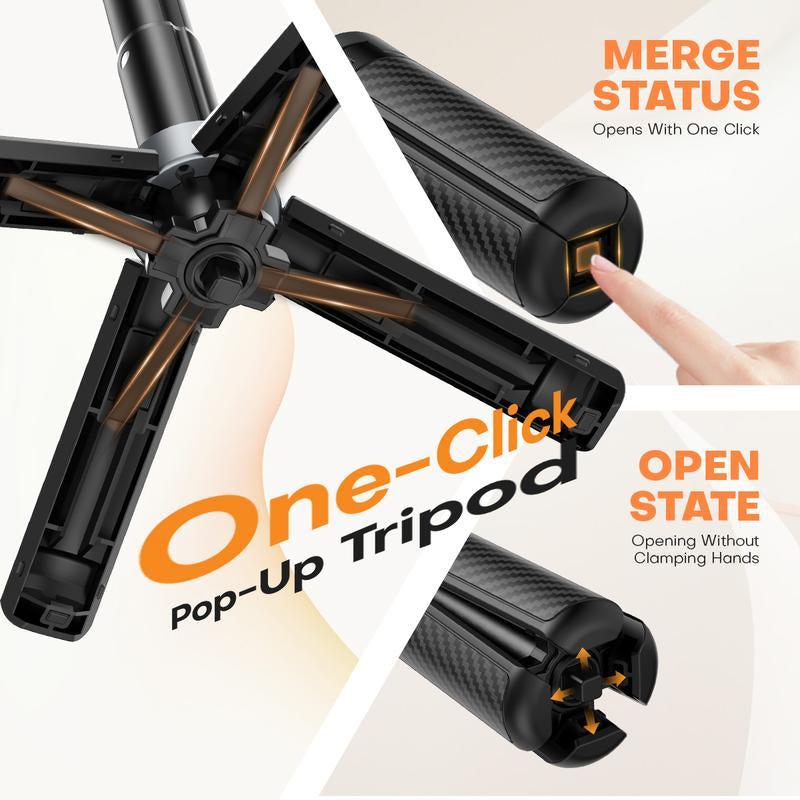 2025 New 4-In-1 Multifunctional Magnetic Mini Selfie Stick with 360° Rotation Compact Stylish Wireless Bluetooth Control Magnetic Phone Holder for Selfies Video Recording Vlogging Compatible with Most Phones - Stabilizer Camera,Maxinum Extend to 16 Inches