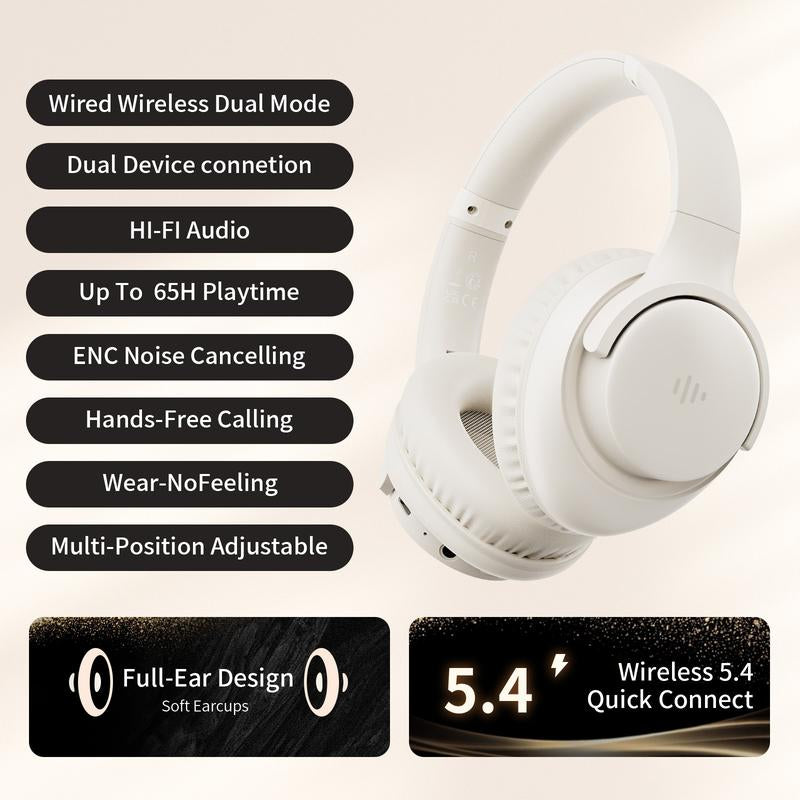 Wireless Bluetooth Headphones, Over-Ear, Deep Bass Hi-Fi Stereo, 65H Playtime, Foldable & Lightweight, with Mic for Ios/Android/Pc, Perfect for Home, Office, Travel & Gift #Flash Deals Wirelessheadphone Traveling Gadgets Wireless Headphones Audio