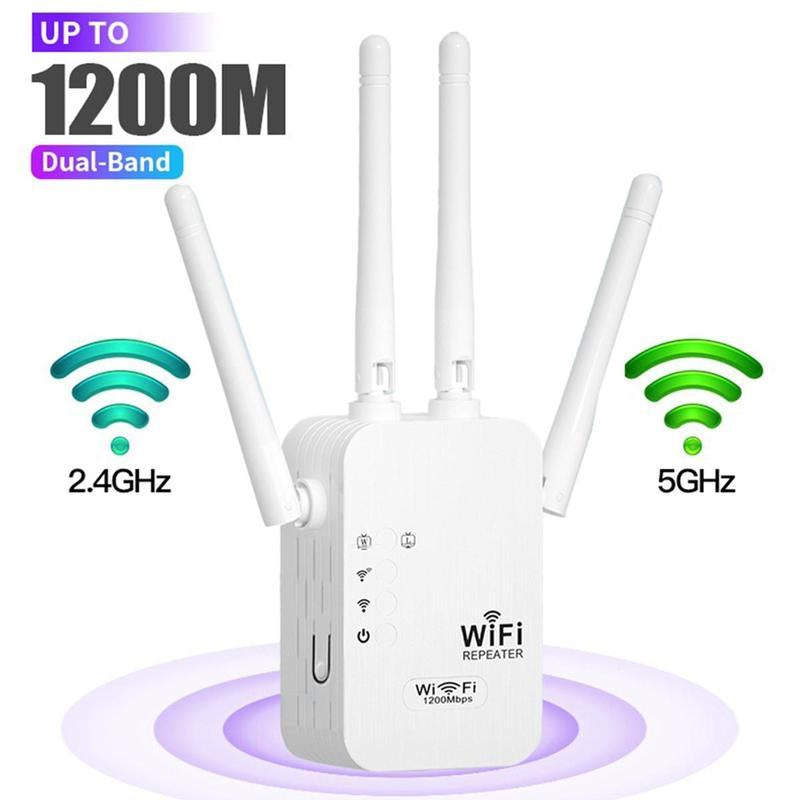 Wifi Extender 2025, 1200Mbps Dual Band (5Ghz/2.4Ghz) Signal Booster, Covers 10,000 Sq. Ft & 50 Devices, Repeater with Ethernet Port for Home, Gifts