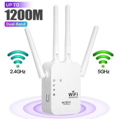 Wifi Extender 2025, 1200Mbps Dual Band (5Ghz/2.4Ghz) Signal Booster, Covers 10,000 Sq. Ft & 50 Devices, Repeater with Ethernet Port for Home, Gifts