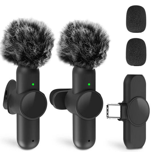 Portable Wireless Lavalier Microphone, 1 Set Professional Wireless Collar Clip Mic for Iphone & Android Phone, USB Streaming Mic Black Plug-Play Lapel Live Streaming Mic for Video Recording, Teaching, Interviews, Podcast, Audio