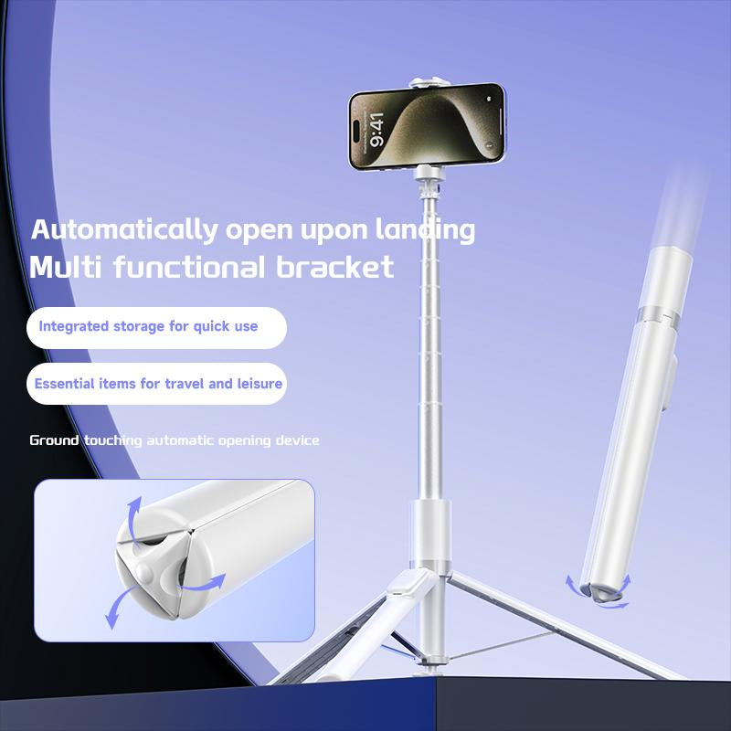 The New Technology Features a Fully Automatic Tripod with an Intelligent Throwing Rod, a 70 Inch Portable Extendable Mobile Selfie Stick, a Hidden Integrated Selfie Stick, and a Wireless Remote Control. 360 ° Rotatable, Suitable for Smartphones