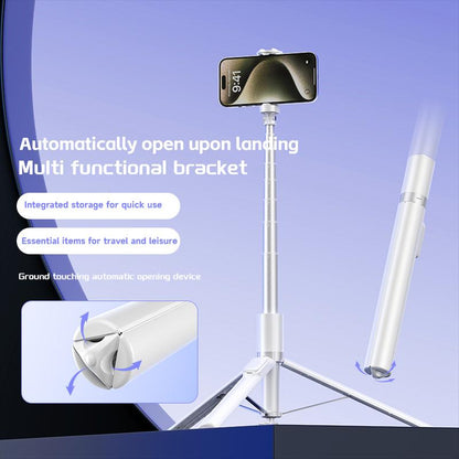 The New Technology Features a Fully Automatic Tripod with an Intelligent Throwing Rod, a 70 Inch Portable Extendable Mobile Selfie Stick, a Hidden Integrated Selfie Stick, and a Wireless Remote Control. 360 ° Rotatable, Suitable for Smartphones