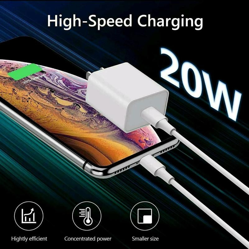 20W USB C Charger Block PD 3.0 Type C Wall Charging Power Adapter Charging for Iphone 15/14/13/12/11/ X/XS Pro Max S23/S21/S20 Electronic Mobile Devices Portable Cellphone Smartphone High Power