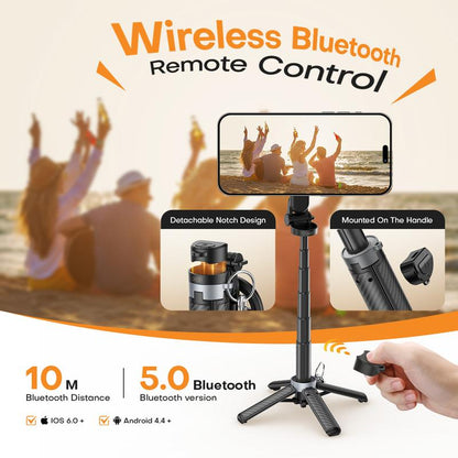 2025 New 4-In-1 Multifunctional Magnetic Mini Selfie Stick with 360° Rotation Compact Stylish Wireless Bluetooth Control Magnetic Phone Holder for Selfies Video Recording Vlogging Compatible with Most Phones - Stabilizer Camera,Maxinum Extend to 16 Inches