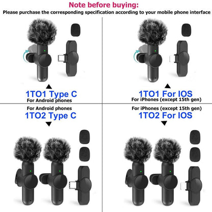Portable Wireless Lavalier Microphone, 1 Set Professional Wireless Collar Clip Mic for Iphone & Android Phone, USB Streaming Mic Black Plug-Play Lapel Live Streaming Mic for Video Recording, Teaching, Interviews, Podcast, Audio