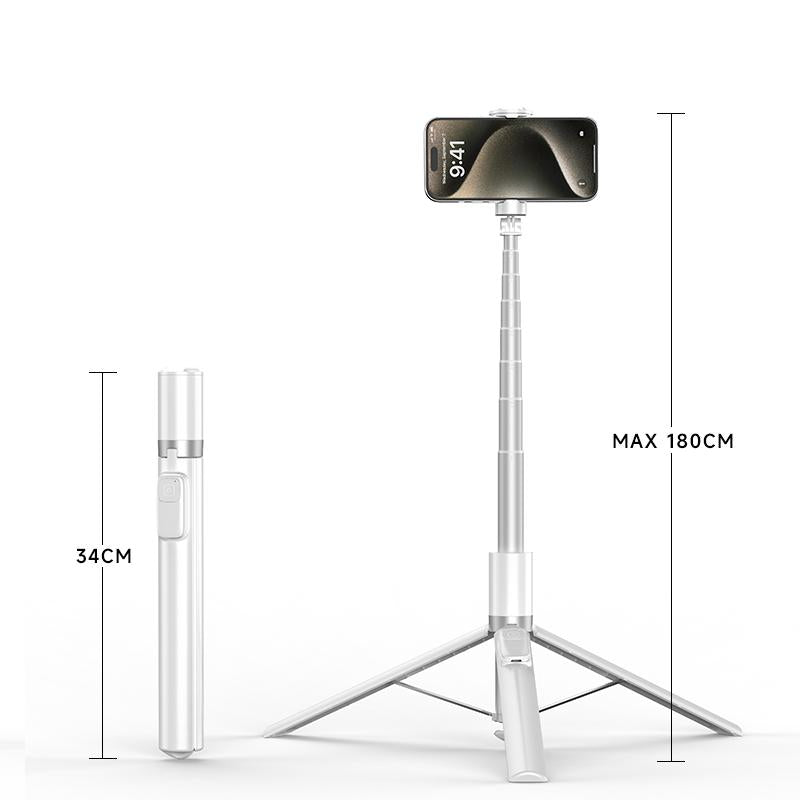 The New Technology Features a Fully Automatic Tripod with an Intelligent Throwing Rod, a 70 Inch Portable Extendable Mobile Selfie Stick, a Hidden Integrated Selfie Stick, and a Wireless Remote Control. 360 ° Rotatable, Suitable for Smartphones