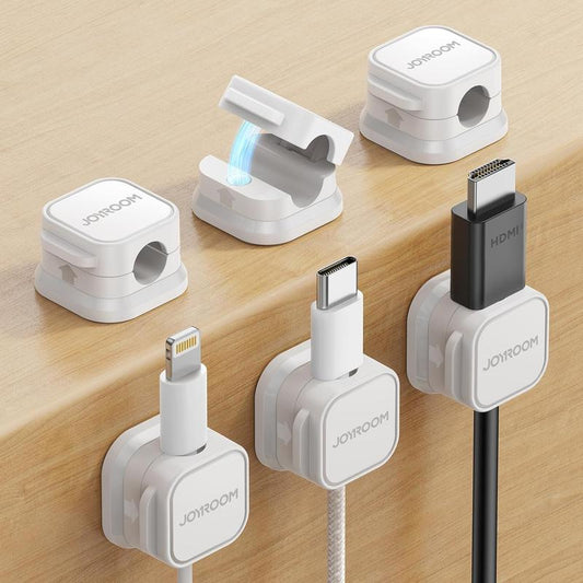 6 Pack Magnetic Cable Clips [Cable Smooth Adjustable] Cord Holder, under Desk Cable Management, JOYROOM Adhesive Wire Holder Keeper Organizer for Home Office Desk Phone Car Wall Desktop Nightstand JOYROOM