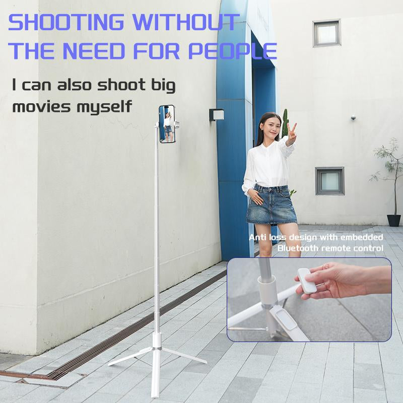 The New Technology Features a Fully Automatic Tripod with an Intelligent Throwing Rod, a 70 Inch Portable Extendable Mobile Selfie Stick, a Hidden Integrated Selfie Stick, and a Wireless Remote Control. 360 ° Rotatable, Suitable for Smartphones