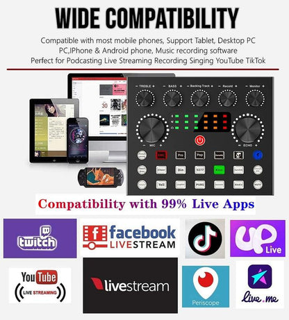 Podcast Equipment Bundle, BM800 Podcast Microphone Bundle with V8S Voice Changer, Condenser Microphone Recording Studio Package for Podcasting Live Streaming Singing PC Mobile Tiktok Youtube