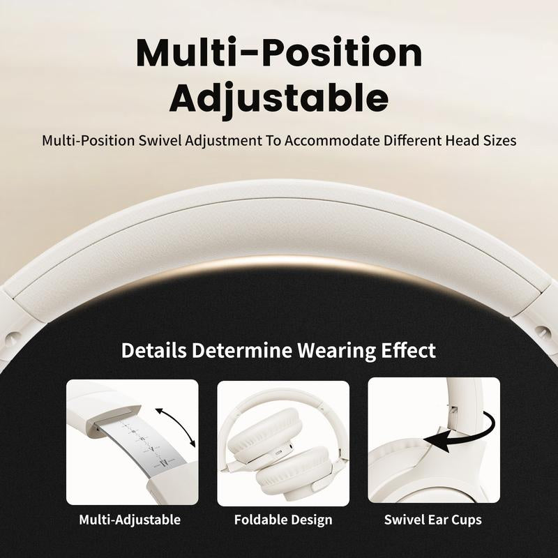 Wireless Bluetooth Headphones, Over-Ear, Deep Bass Hi-Fi Stereo, 65H Playtime, Foldable & Lightweight, with Mic for Ios/Android/Pc, Perfect for Home, Office, Travel & Gift #Flash Deals Wirelessheadphone Traveling Gadgets Wireless Headphones Audio