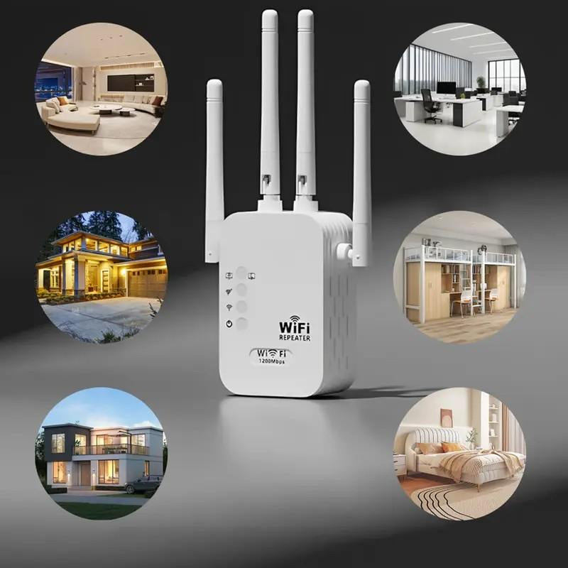 Wifi Extender 2025, 1200Mbps Dual Band (5Ghz/2.4Ghz) Signal Booster, Covers 10,000 Sq. Ft & 50 Devices, Repeater with Ethernet Port for Home, Gifts