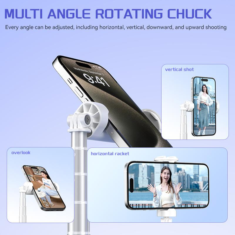 The New Technology Features a Fully Automatic Tripod with an Intelligent Throwing Rod, a 70 Inch Portable Extendable Mobile Selfie Stick, a Hidden Integrated Selfie Stick, and a Wireless Remote Control. 360 ° Rotatable, Suitable for Smartphones