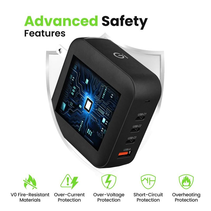 Gearit 165W USB-C Super Fast Gan Charger for Mobile Devices Cellphone Smartphone Foldable Portable