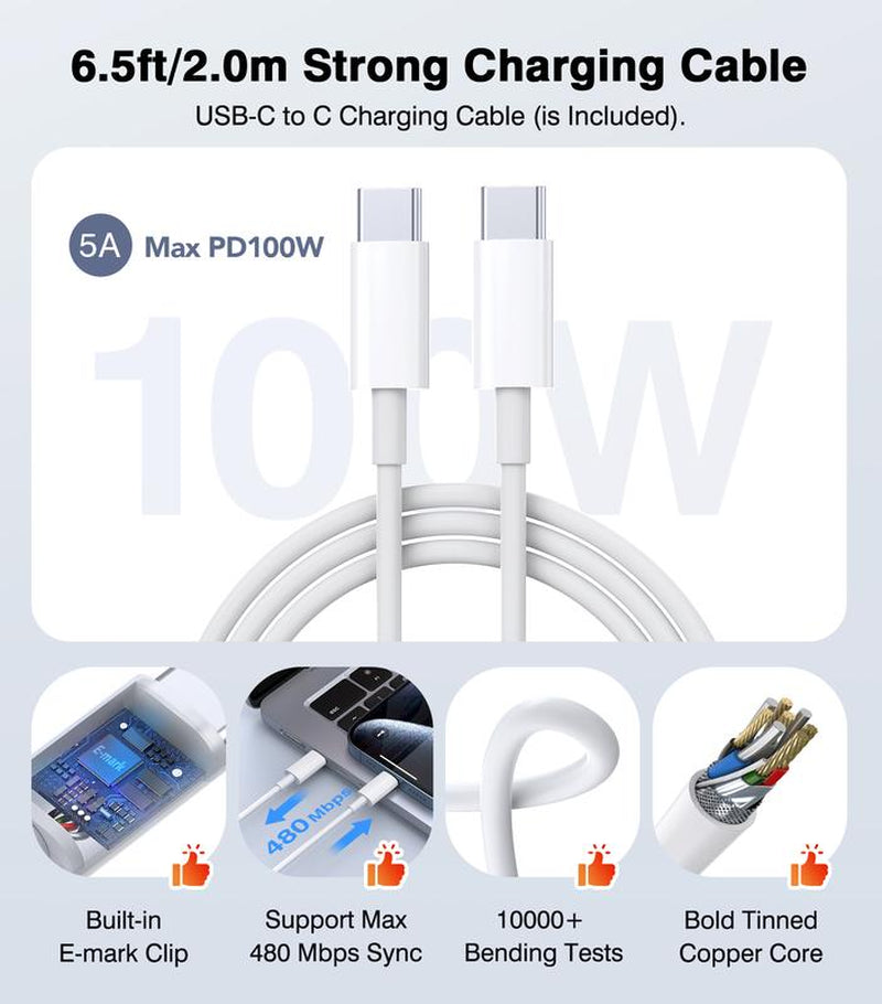 120W USB C Wall Charger Fast Charging Station ，Type C and USB a Laptop Charge Adapter for All Ipad Iphone 15 14 13 12 Pro Max Pixel Note Galaxy Smartphone Digital Port Cellphone Sanity Charger
