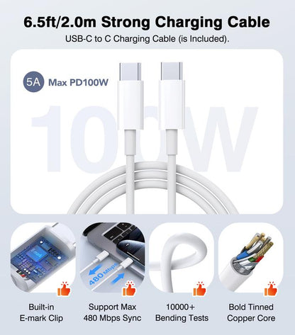 120W USB C Wall Charger Fast Charging Station ，Type C and USB a Laptop Charge Adapter for All Ipad Iphone 15 14 13 12 Pro Max Pixel Note Galaxy Smartphone Digital Port Cellphone Sanity Charger