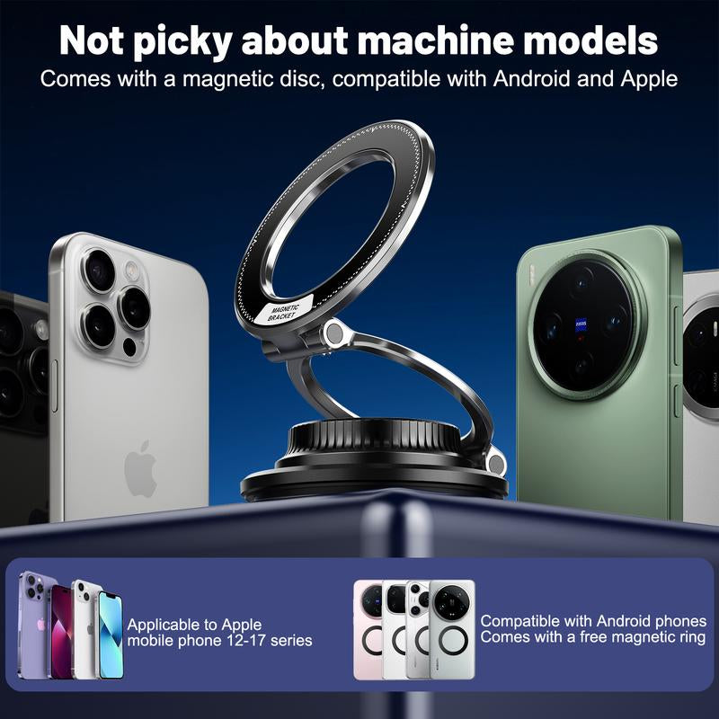 360° Vacuum Magnetic Mobile Phone Holder, Zinc Alloy Mobile Phone Holder, Macaron Four-Color Car Mount, Maximum Suction Force 98 LBS, Suitable for Various Models of Mobile Phones and Tablets