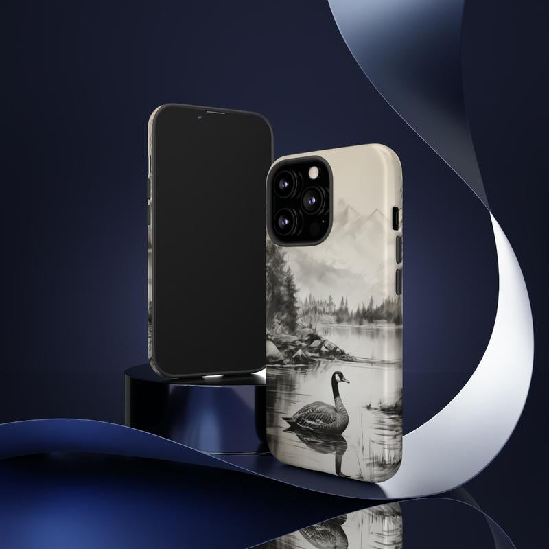Canadian Goose Phone Case for Iphone & Samsung - Charcoal Sketch - Great Gift for Him, Her, or Any Waterfowl Hunter in Your Life! Smartphone Accessories Protection Duck Shell Casing Cover Handheld