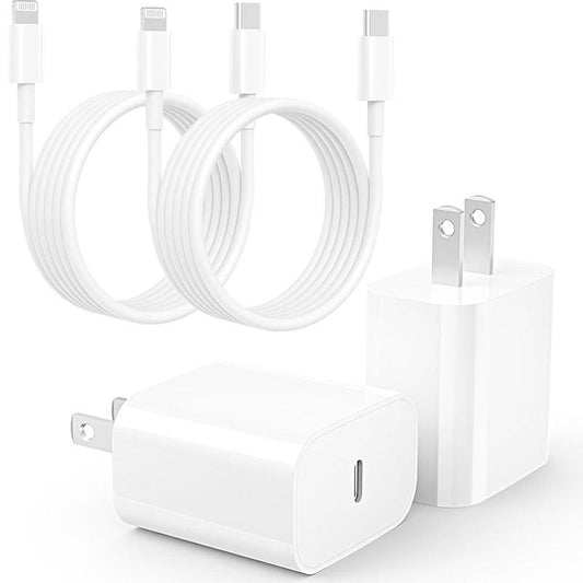 Buy 1 Get 1 Free: 4-Pcs 20W PD Fast Charger Block & 5Ft Type-C to Light Ning Cable for I Phone 14/13/12/11, I Pad - Travel Ready，Smartphones with Other CC Interfaces
