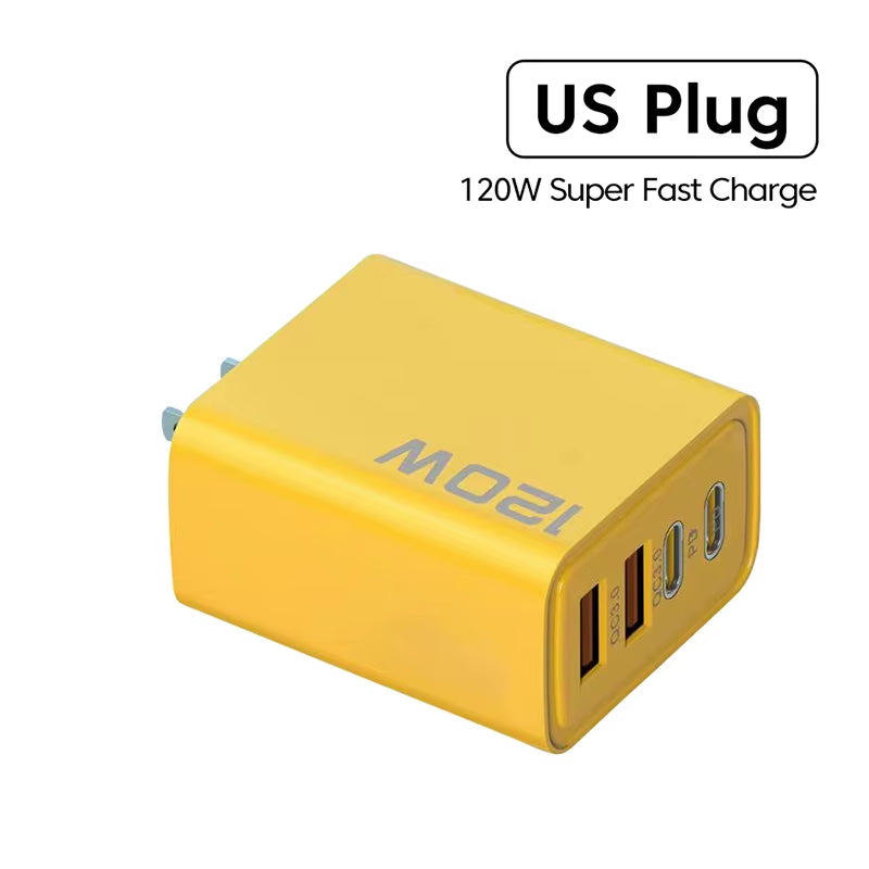 4 Ports 120W USB C PD Charger Quick Charge 3.0 Fast Charging Type C USB Phone Charger Adapter for Iphone 15 14 13 Samsung Xiaomi