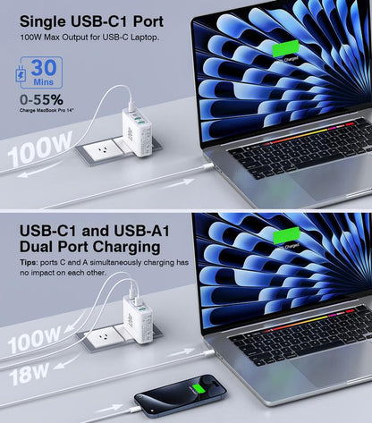 120W USB C Wall Charger Fast Charging Station ，Type C and USB a Laptop Charge Adapter for All Ipad Iphone 15 14 13 12 Pro Max Pixel Note Galaxy Smartphone Digital Port Cellphone Sanity Charger