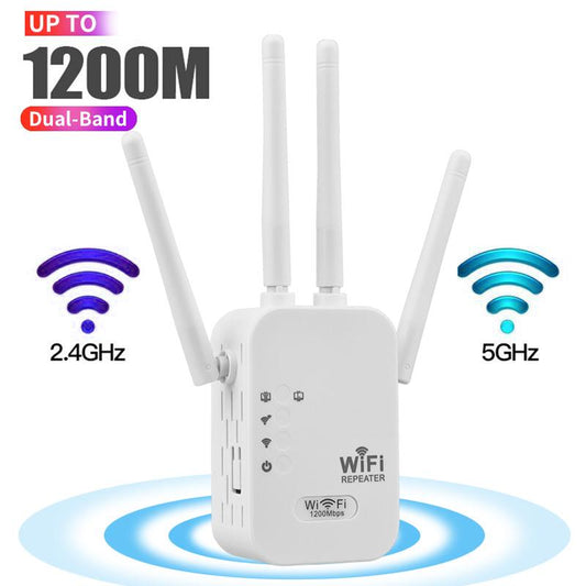 Wifi Extender 2025, 1200Mbps Dual Band (5Ghz/2.4Ghz) Signal Booster, Covers 10,000 Sq. Ft & 50 Devices, Repeater with Ethernet Port for Home, Gifts