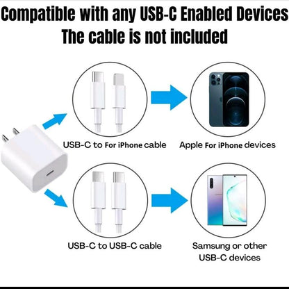 20W USB C Charger Block PD 3.0 Type C Wall Charging Power Adapter Charging for Iphone 15/14/13/12/11/ X/XS Pro Max S23/S21/S20 Electronic Mobile Devices Portable Cellphone Smartphone High Power